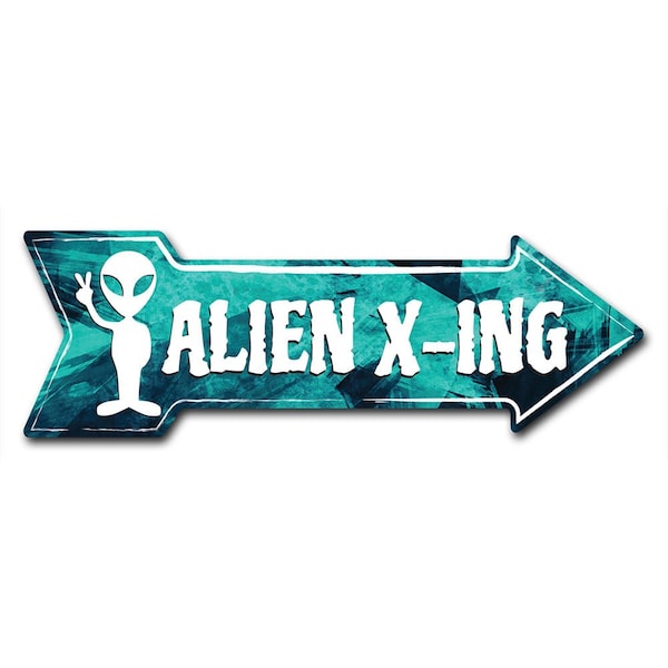 Alien X-ing Arrow Decal Funny Home Decor 24in Wide